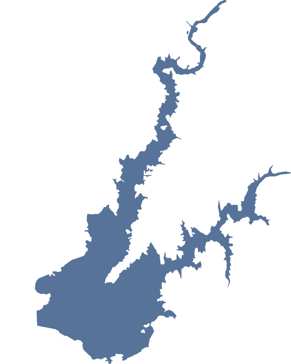 Silhouette map of Folsom Lake