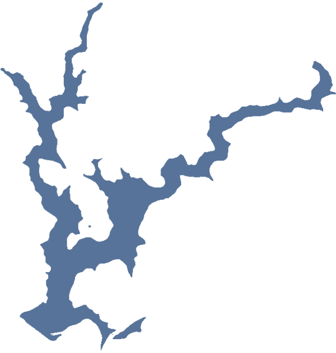 Silhouette map of Rollins Lake